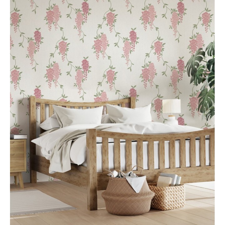 Papel pintado con enredadera floral elegante color rosa - Ivy Blossom 683543