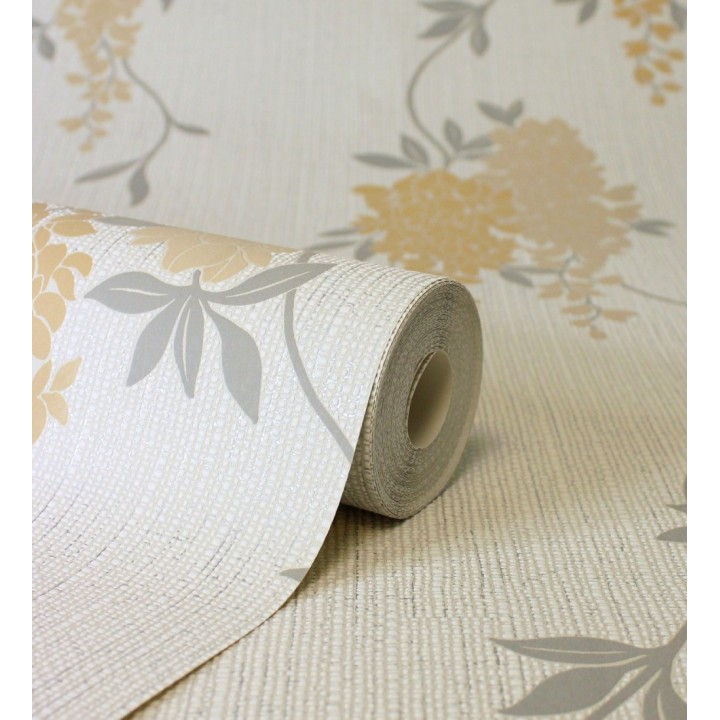 Papel pintado con enredadera floral elegante color amarillo - Ivy Blossom 683544