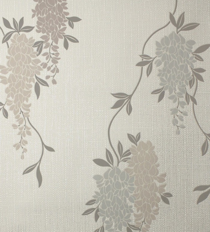 Papel pintado con enredadera floral elegante color beige - Ivy Blossom 683545