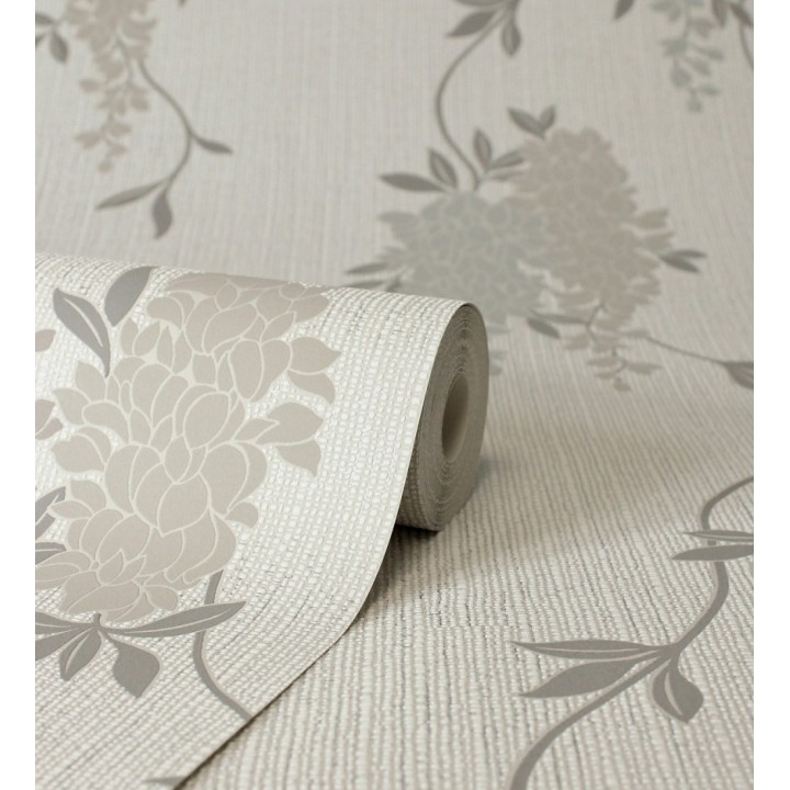 Papel pintado con enredadera floral elegante color beige - Ivy Blossom 683545