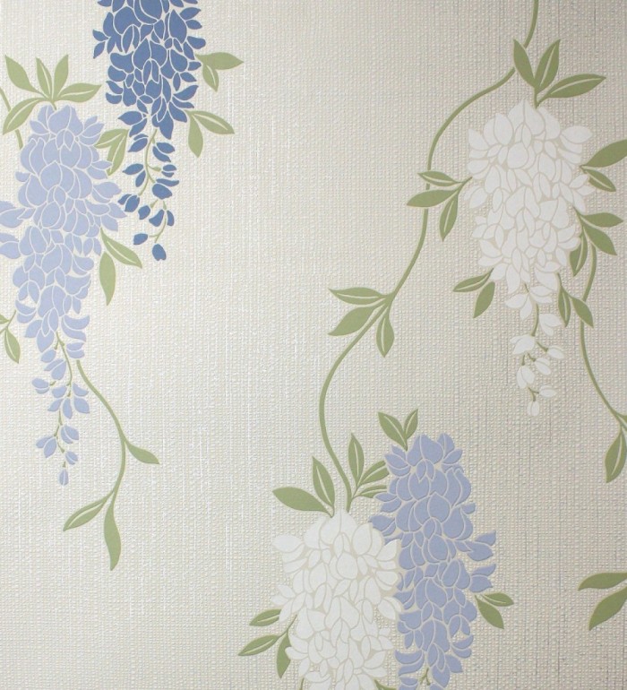 Papel pintado con enredadera floral elegante color azul - Ivy Blossom 683546