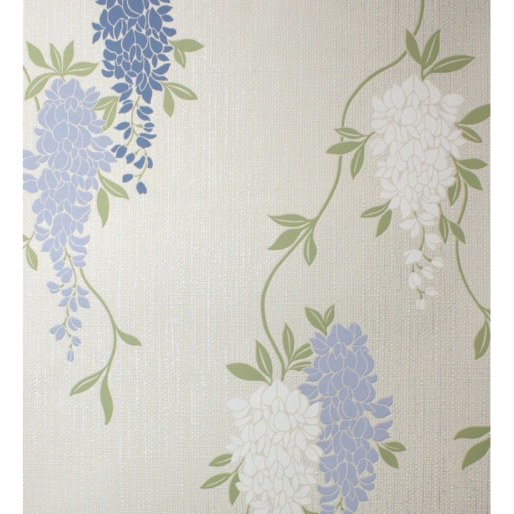 Papel pintado con enredadera floral elegante color azul - Ivy Blossom 683546