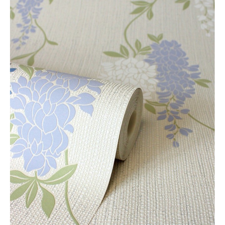 Papel pintado con enredadera floral elegante color azul - Ivy Blossom 683546