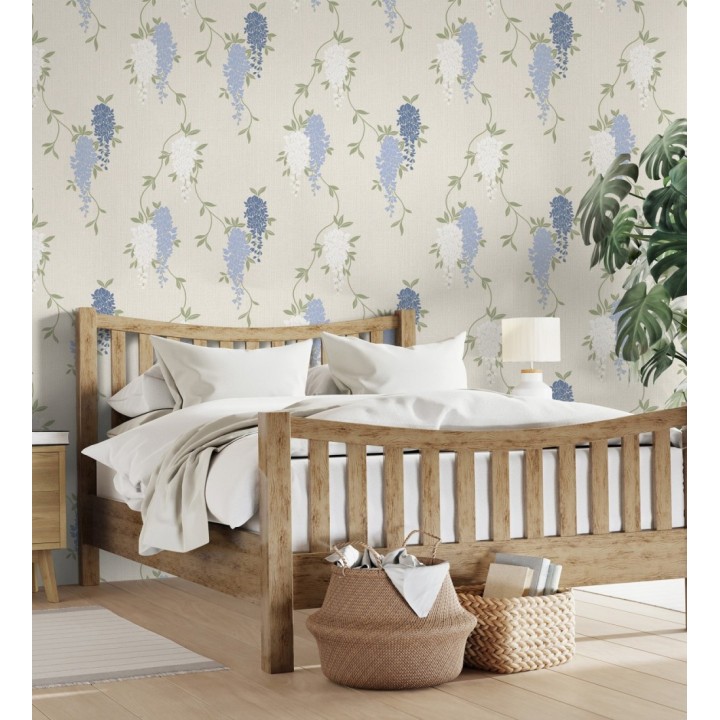 Papel pintado con enredadera floral elegante color azul - Ivy Blossom 683546