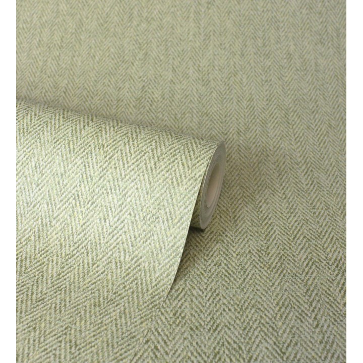 Papel pintado de espiga con micro textura en tonos verde - Chevron Louis 683558