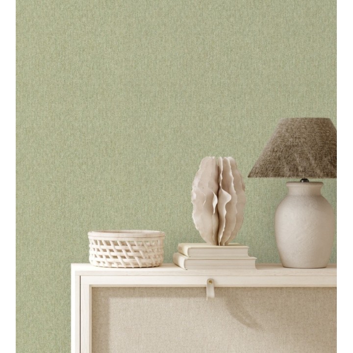 Papel pintado de espiga con micro textura en tonos verde - Chevron Louis 683558