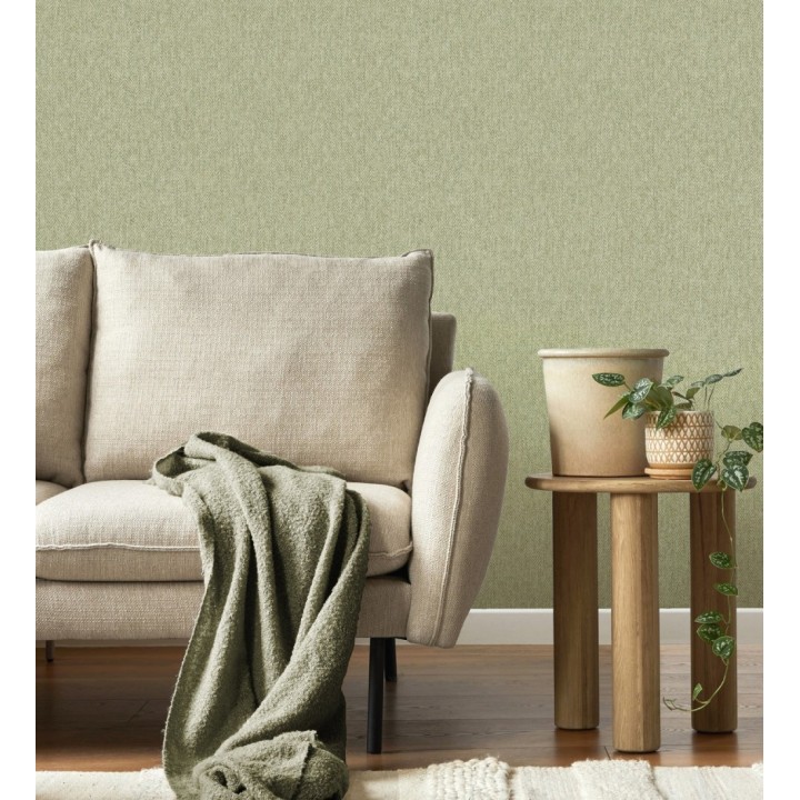 Papel pintado de espiga con micro textura en tonos verde - Chevron Louis 683558