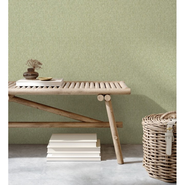 Papel pintado de espiga con micro textura en tonos verde - Chevron Louis 683558