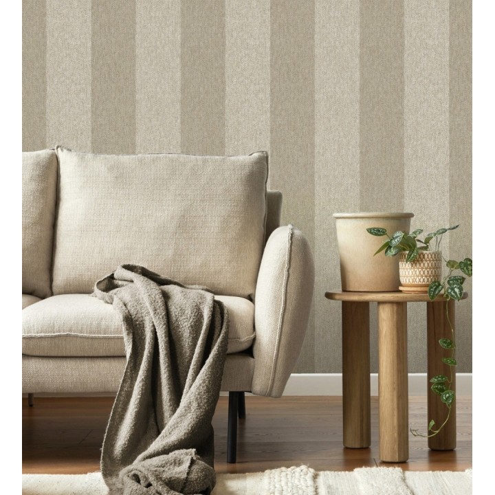 Papel pintado de rayas fondo de espiga en tonos beige - Chevron Spencer 683560