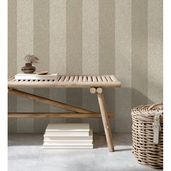 Papel pintado de rayas fondo de espiga en tonos beige - Chevron Spencer 683560