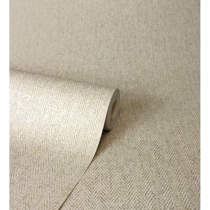 Papel pintado de espiga con micro textura en tonos beige - Chevron Louis 683561