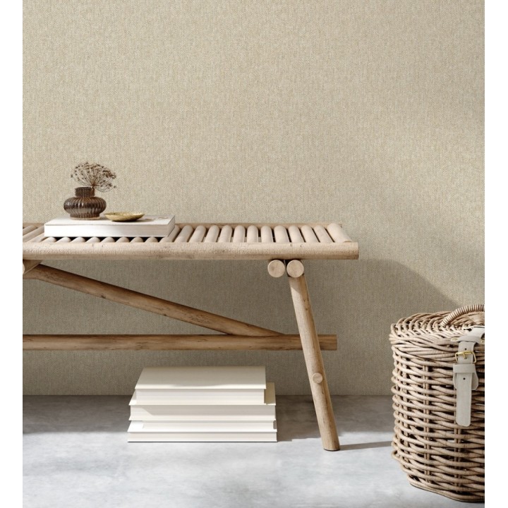 Papel pintado de espiga con micro textura en tonos beige - Chevron Louis 683561