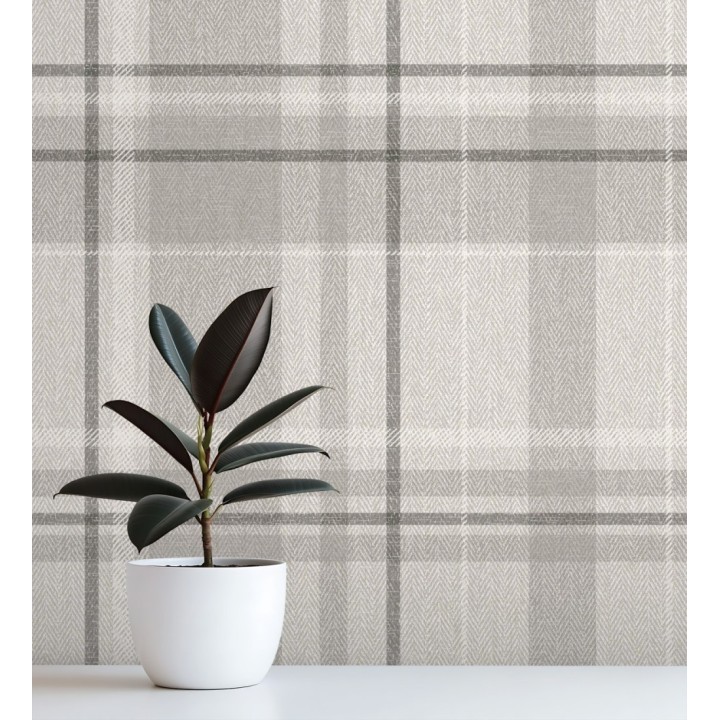 Papel pintado de cuadros escoceses fondo de espiga en tonos grises - Chevron Edward 683562