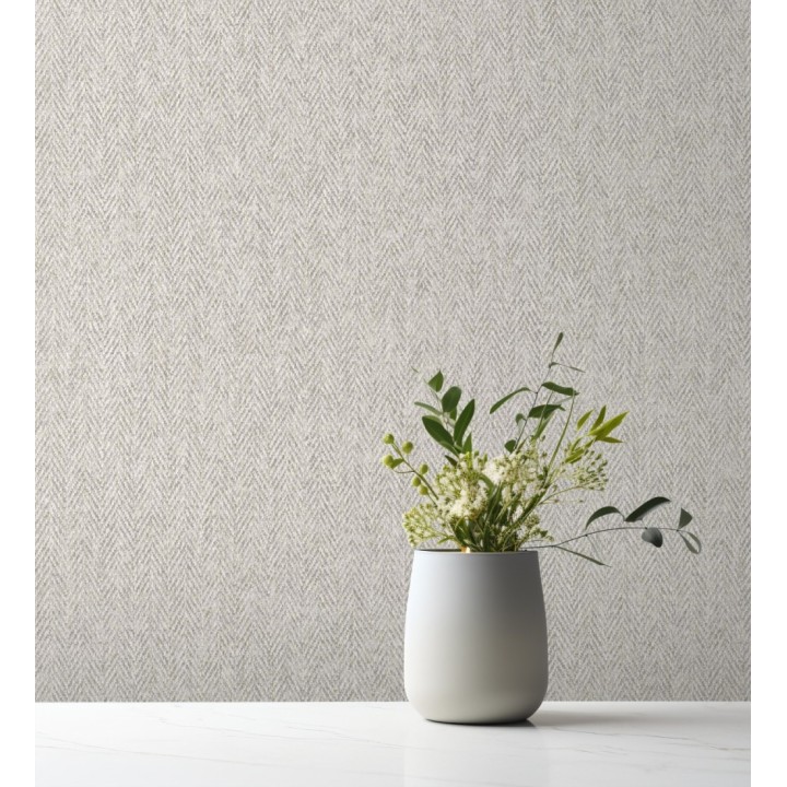 Papel pintado de espiga con micro textura en tonos grises - Chevron Louis 683564