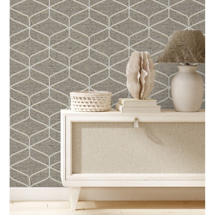 Papel pintado geométrico fondo imitación a piedra pulida oscura - Orion Geometric 683567