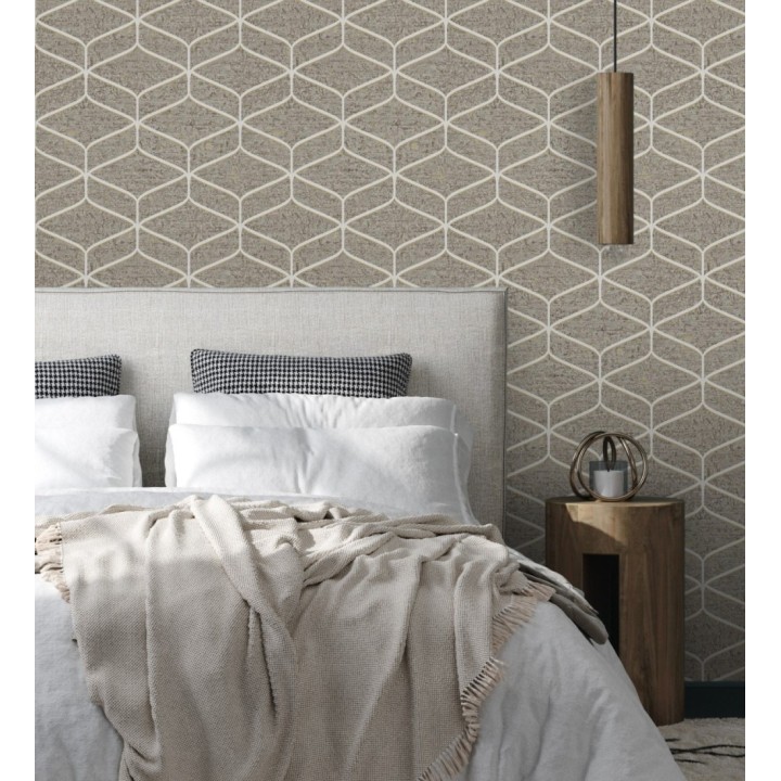 Papel pintado geométrico fondo imitación a piedra pulida oscura - Orion Geometric 683567