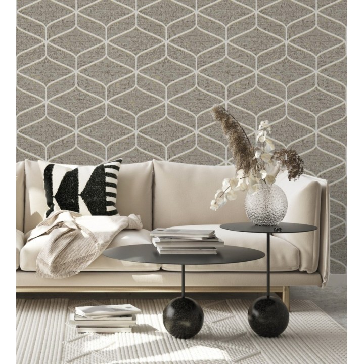 Papel pintado geométrico fondo imitación a piedra pulida oscura - Orion Geometric 683567