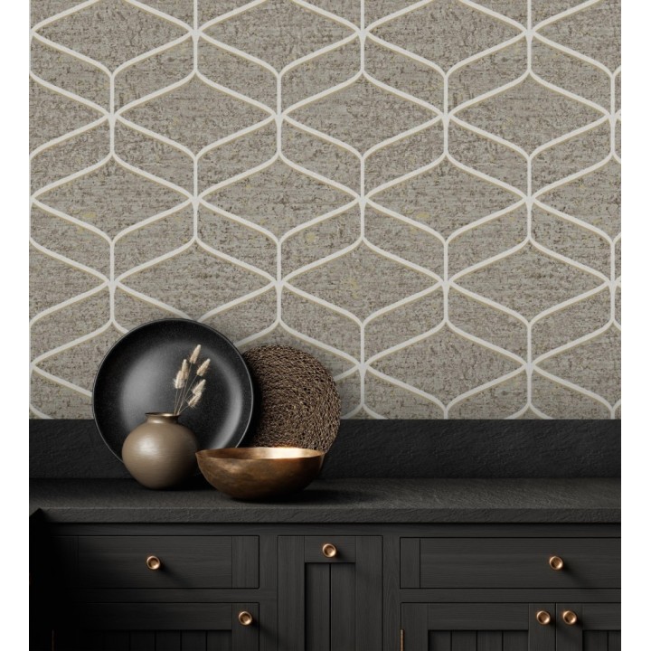 Papel pintado geométrico fondo imitación a piedra pulida oscura - Orion Geometric 683567