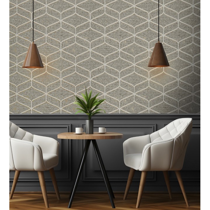 Papel pintado geométrico fondo imitación a piedra pulida oscura - Orion Geometric 683567