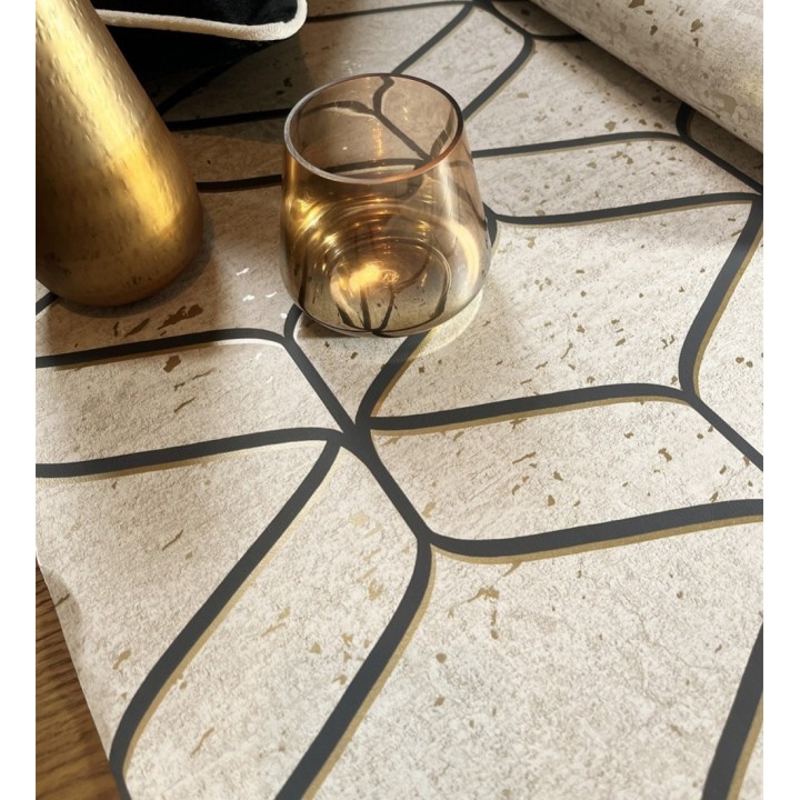 Papel pintado geométrico fondo imitación a piedra pulida clara - Orion Geometric 683568