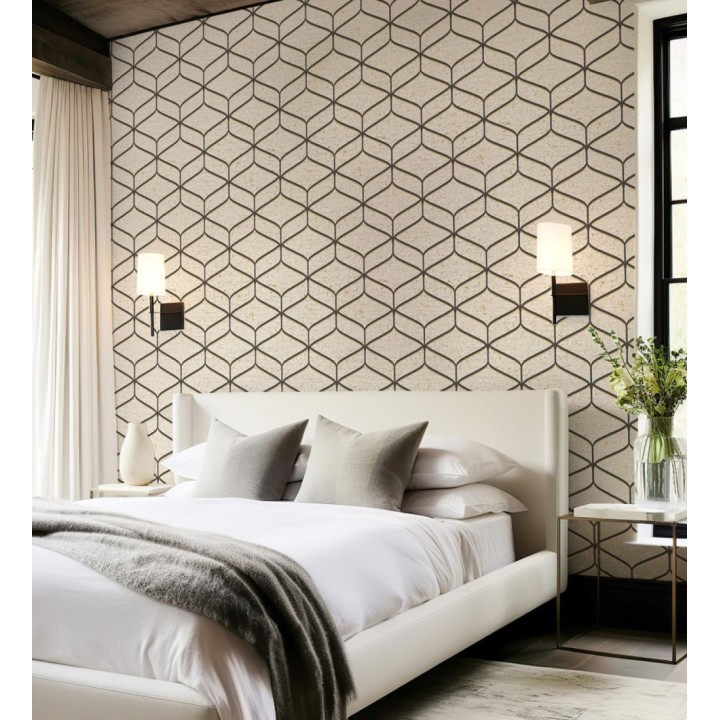 Papel pintado geométrico fondo imitación a piedra pulida clara - Orion Geometric 683568