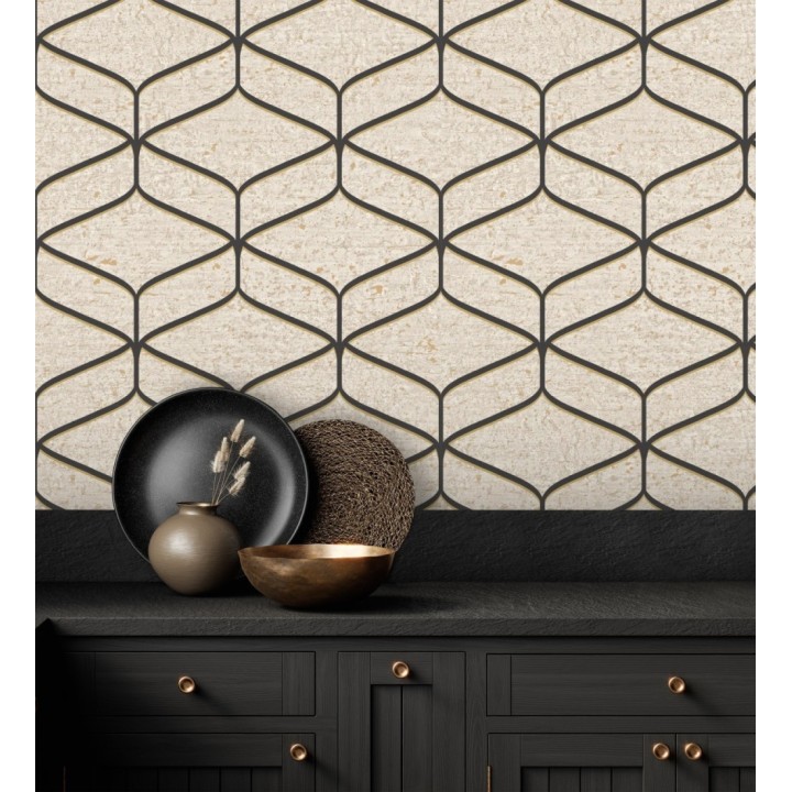 Papel pintado geométrico fondo imitación a piedra pulida clara - Orion Geometric 683568
