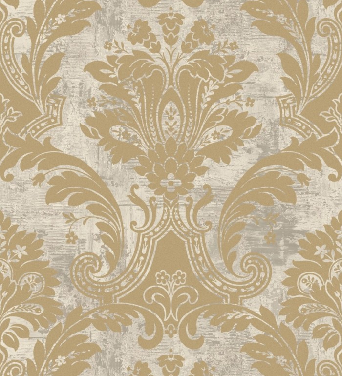 Papel pintado damasco dorado fondo piedra natural - Alessandro Sheen 683571