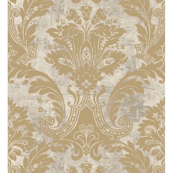 Papel pintado damasco dorado fondo piedra natural - Alessandro Sheen 683571
