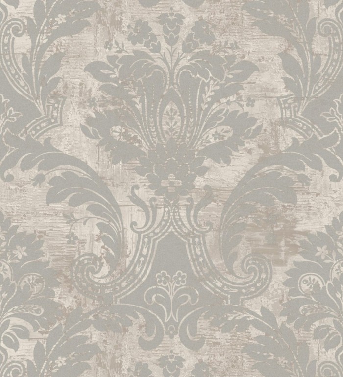 Papel pintado damasco metalizado fondo piedra natural - Alessandro Sheen 683572