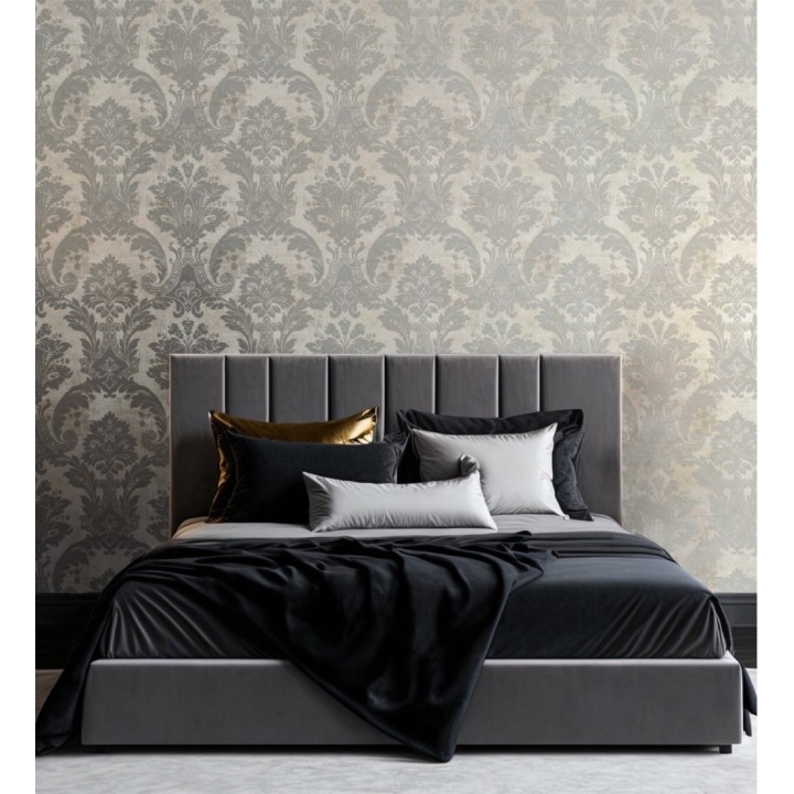Papel pintado damasco metalizado fondo piedra natural - Alessandro Sheen 683572