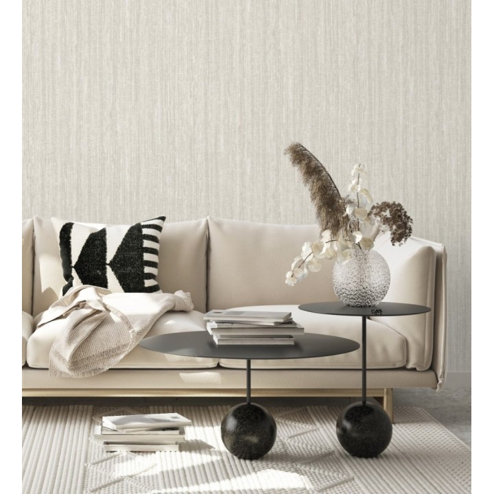 Papel pintado con efecto textil entrelazado en relieve tonos beige claro - Liss Thread 683574