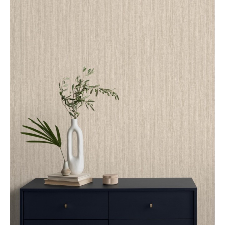 Papel pintado con efecto textil entrelazado en relieve tonos beige oscuro - Liss Thread 683575