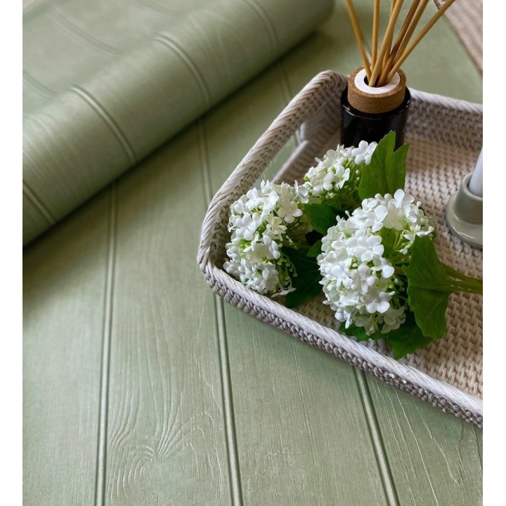 Papel pintado imitación madera color verde con efecto listones - Daimiel Boards 683583
