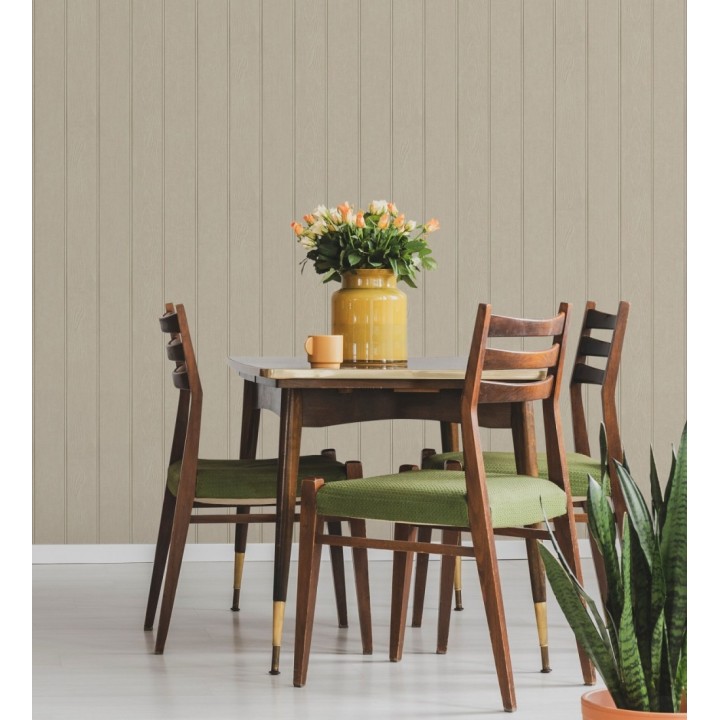 Papel pintado imitación madera color beige con efecto listones - Daimiel Boards 683584