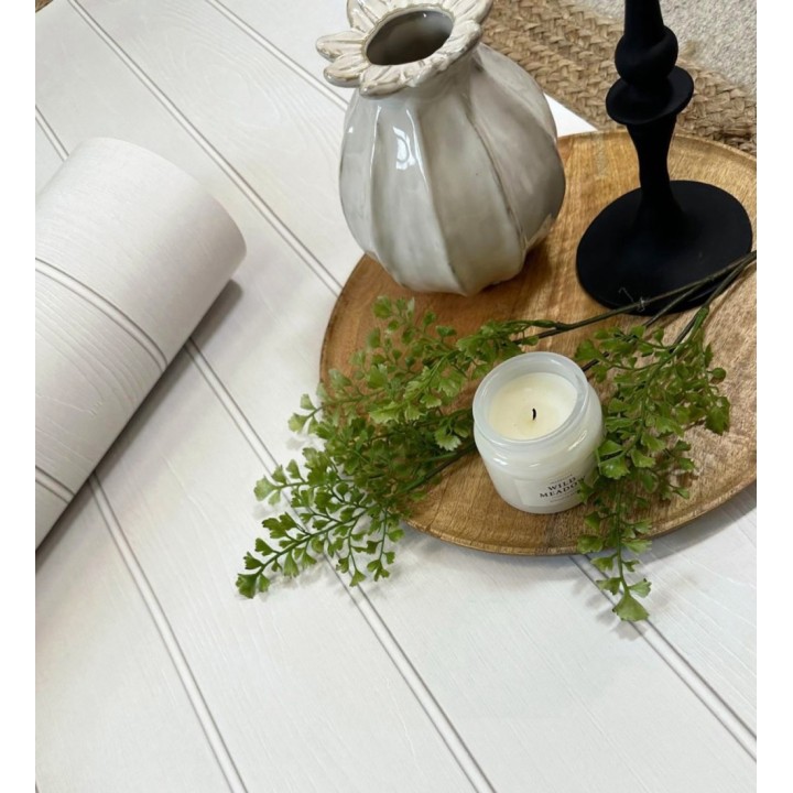 Papel pintado imitación madera color blanco con efecto listones - Daimiel Boards 683585