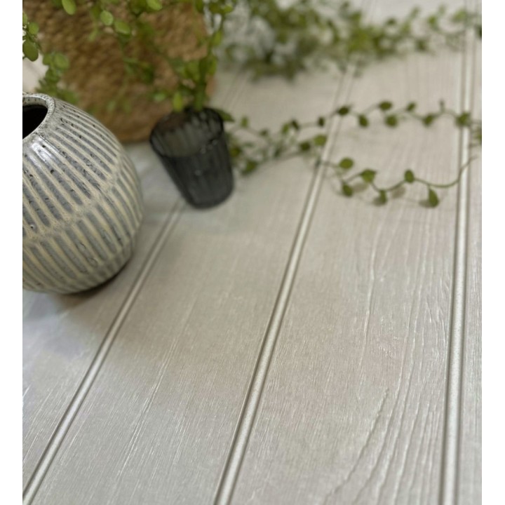 Papel pintado imitación madera color gris visón con efecto listones - Daimiel Boards 683589