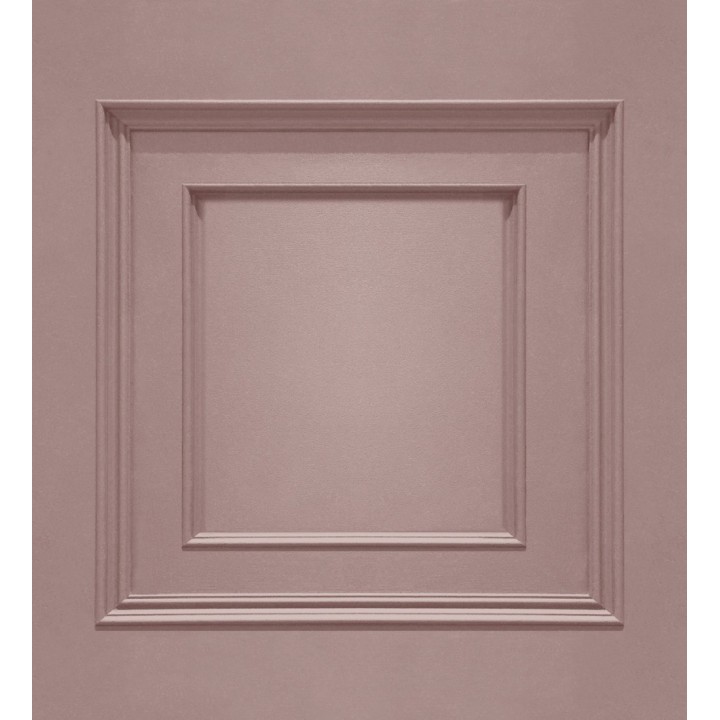 Papel pintado con efecto visual de casetones de madera color rosa sin relieve - Hampton Frame 683590