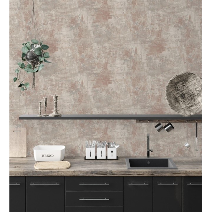 Papel pintado con efecto cemento y óxido en relieve en tonos tierra - Timanfaya Relief 683599