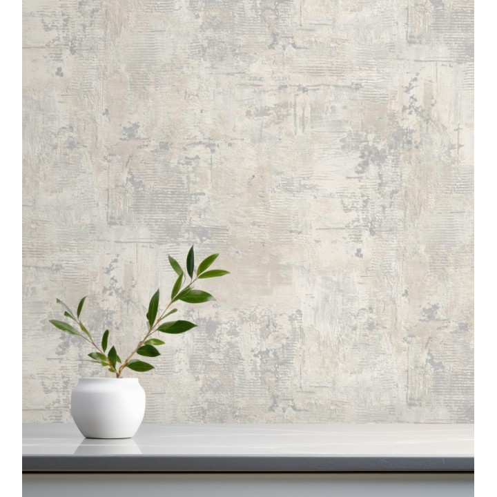 Papel pintado con efecto cemento y óxido en relieve en tonos beige y grises - Timanfaya Relief 683600