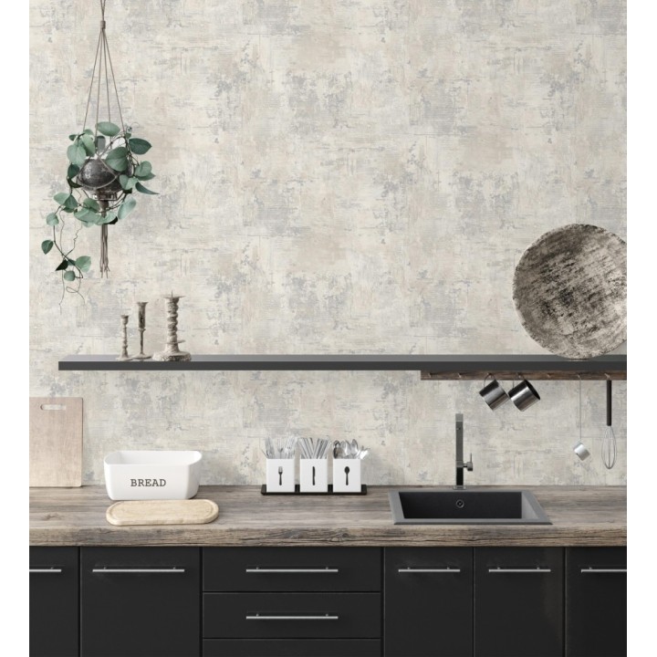 Papel pintado con efecto cemento y óxido en relieve en tonos beige y grises - Timanfaya Relief 683600