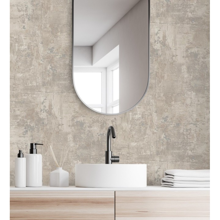 Papel pintado con efecto cemento y óxido en relieve en tonos beige - Timanfaya Relief 683601