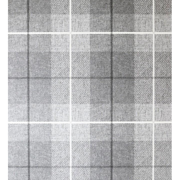 Papel pintado de cuadros escoceses efecto tela tartán color gris claro - Smith Tartan 126299