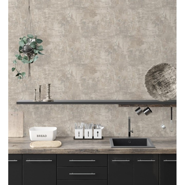 Papel pintado con efecto cemento y óxido en relieve en tonos beige - Timanfaya Relief 683601