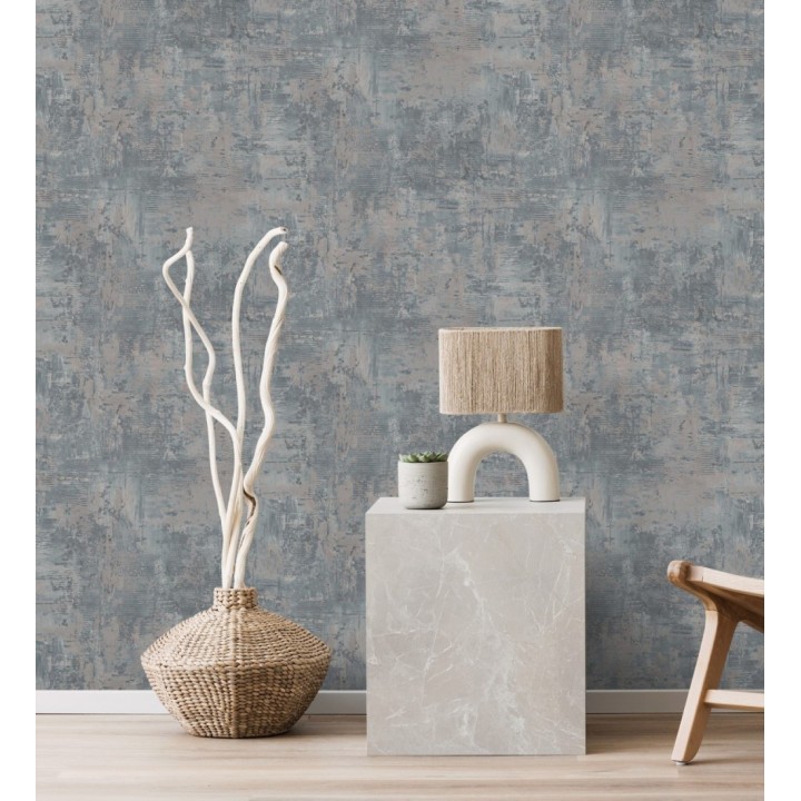 Papel pintado con efecto cemento y óxido en relieve en tonos azules - Timanfaya Relief 683602