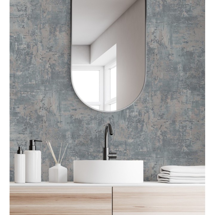 Papel pintado con efecto cemento y óxido en relieve en tonos azules - Timanfaya Relief 683602