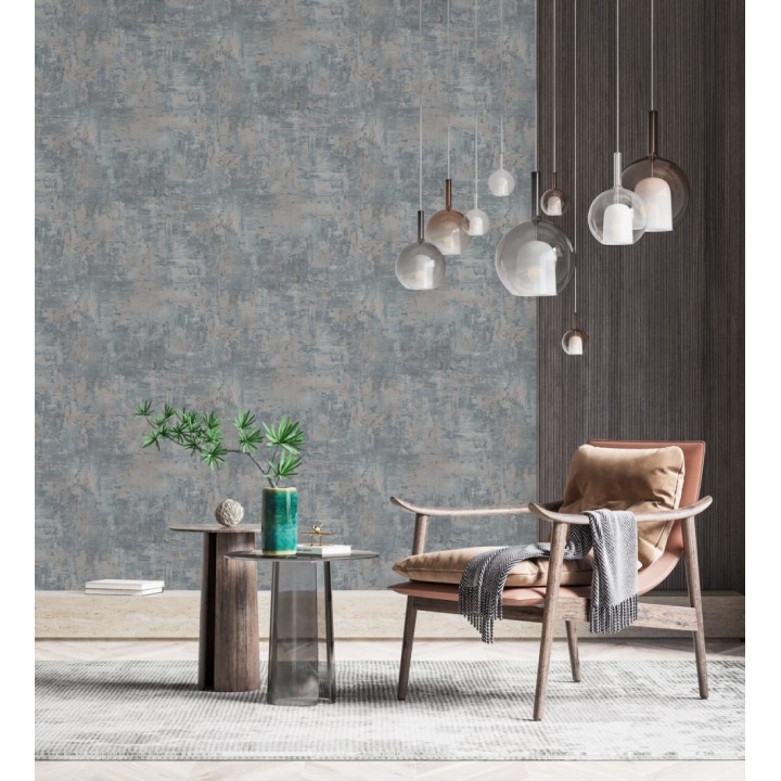 Papel pintado con efecto cemento y óxido en relieve en tonos azules - Timanfaya Relief 683602