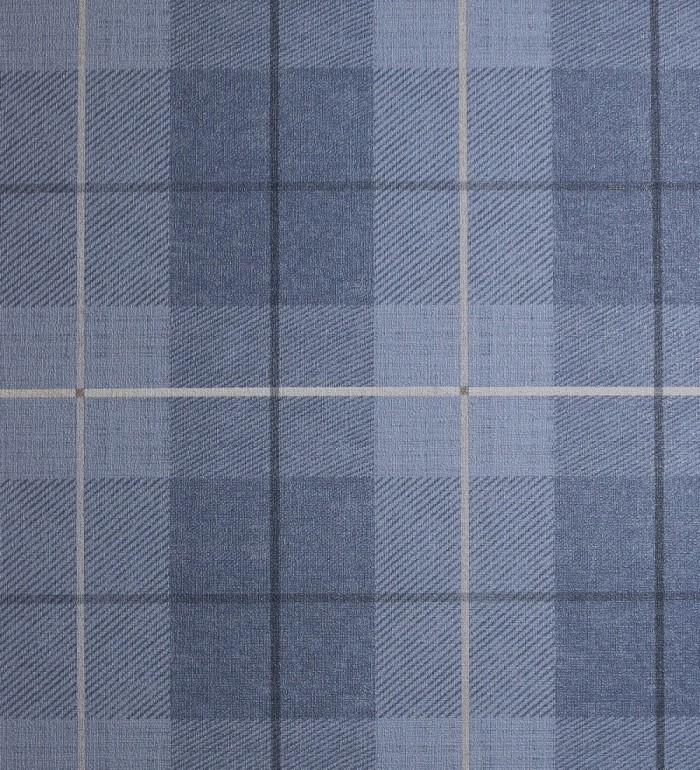 Papel pintado de cuadros escoceses efecto tela tartán color azul - Smith Tartan 126301