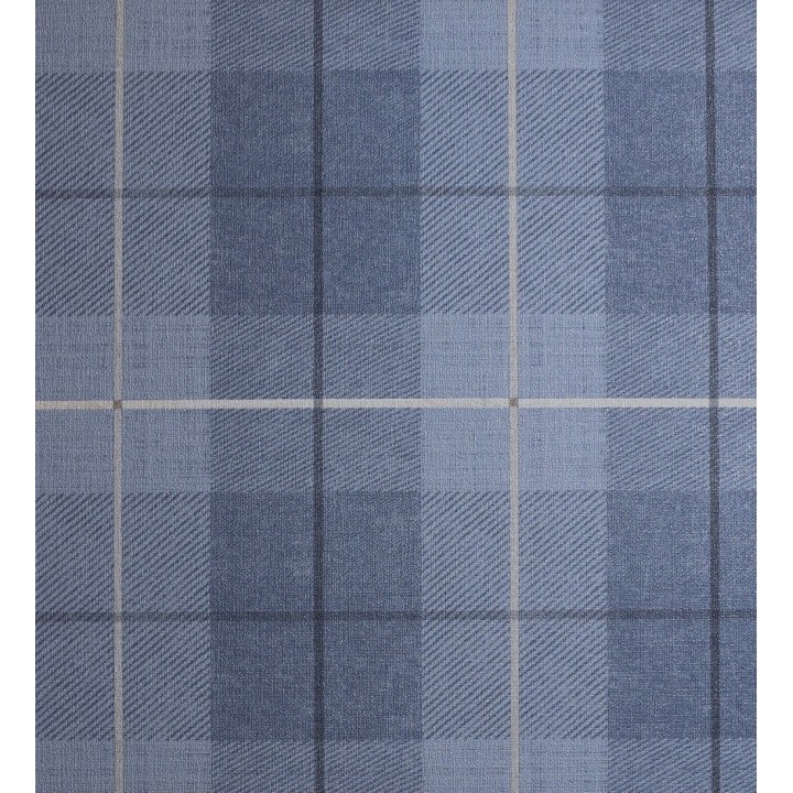 Papel pintado de cuadros escoceses efecto tela tartán color azul - Smith Tartan 126301