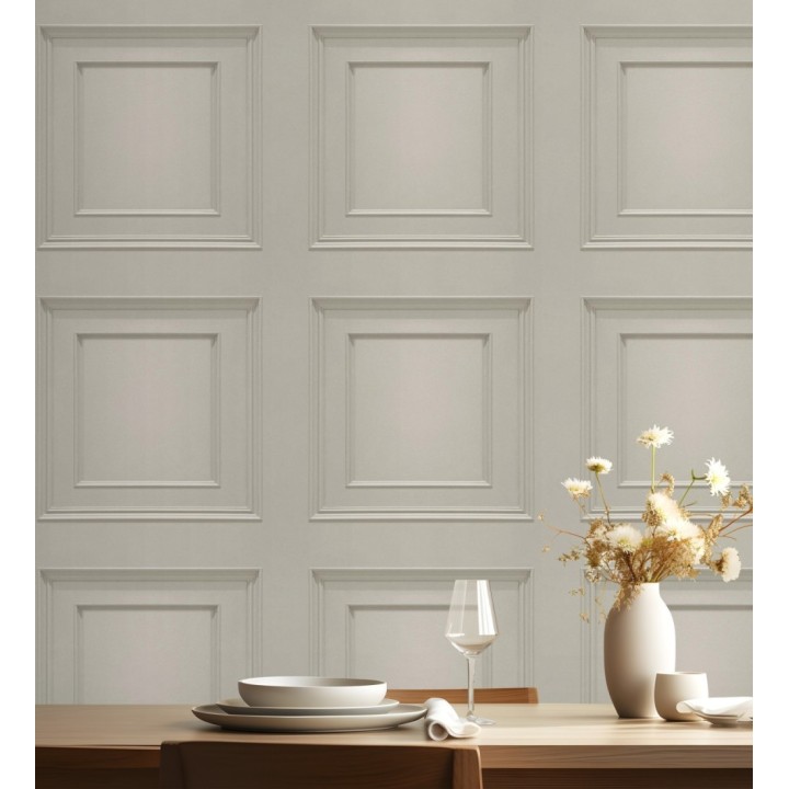 Papel pintado imitación de panales decorativos en color beige tostado - Hampton Frame 683611