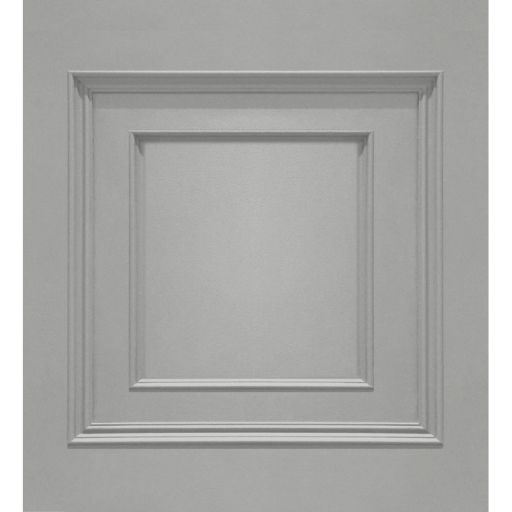 Papel pintado con efecto visual de casetones de madera color gris sin relieve - Hampton Frame 683612